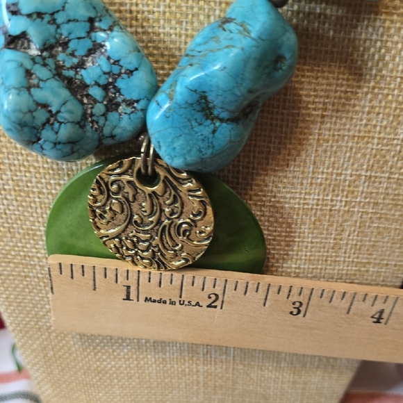Chico's Faux Turquoise and Green Dyed Shell Statement Necklace - Picture 5 of 12